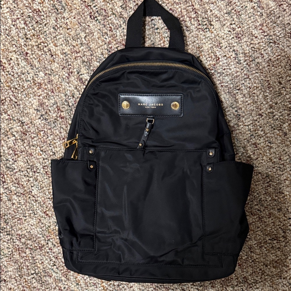 Marc Jacobs Black Backpack with Gold Details